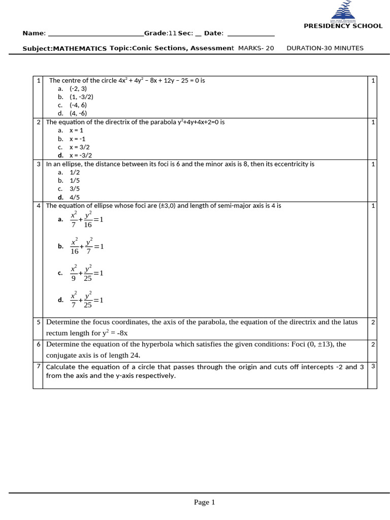 As - 10-Conic Sections | PDF | Geometric Shapes | Elementary Geometry