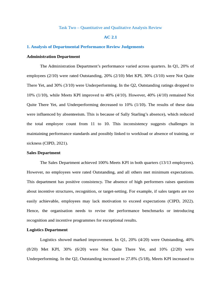 Task Two - Quantitative and Qualitative Analysis Review | PDF ...