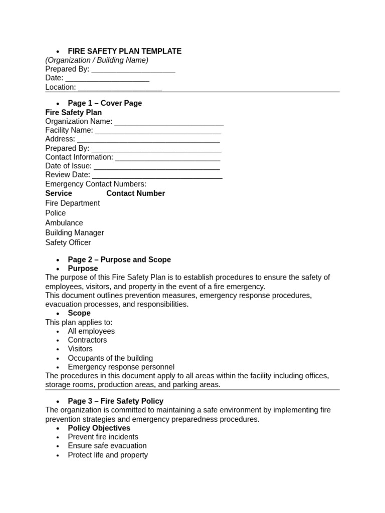 Fire Safety Plan Template | PDF | Fire Safety | Safety