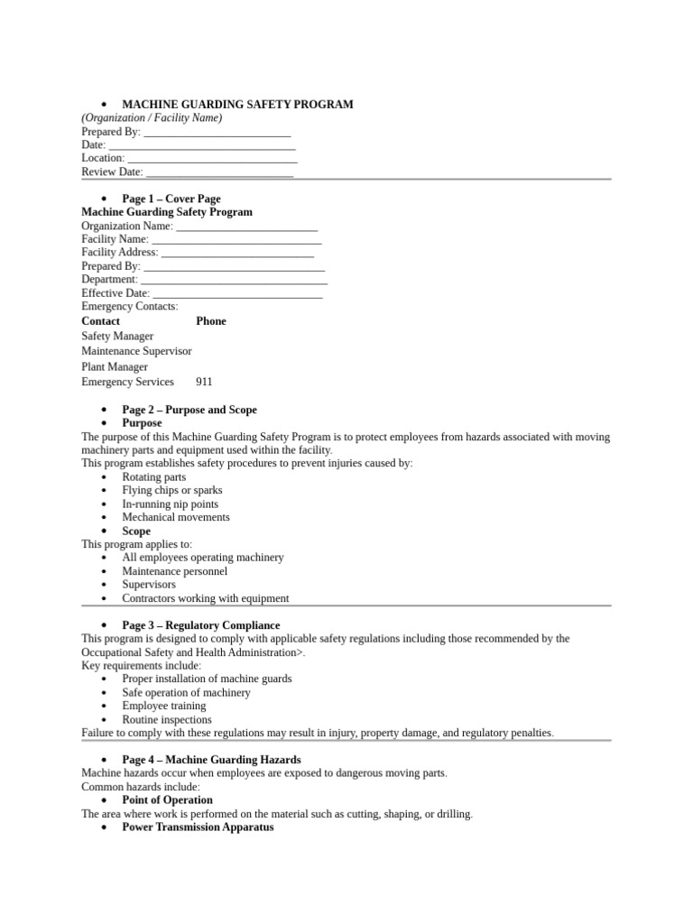 Machine Guarding Safety Program | PDF | Safety | Occupational Safety ...