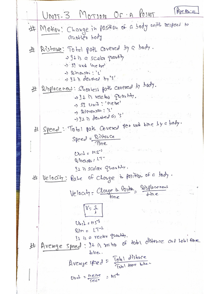 Unit 3 Motion of a Point | PDF