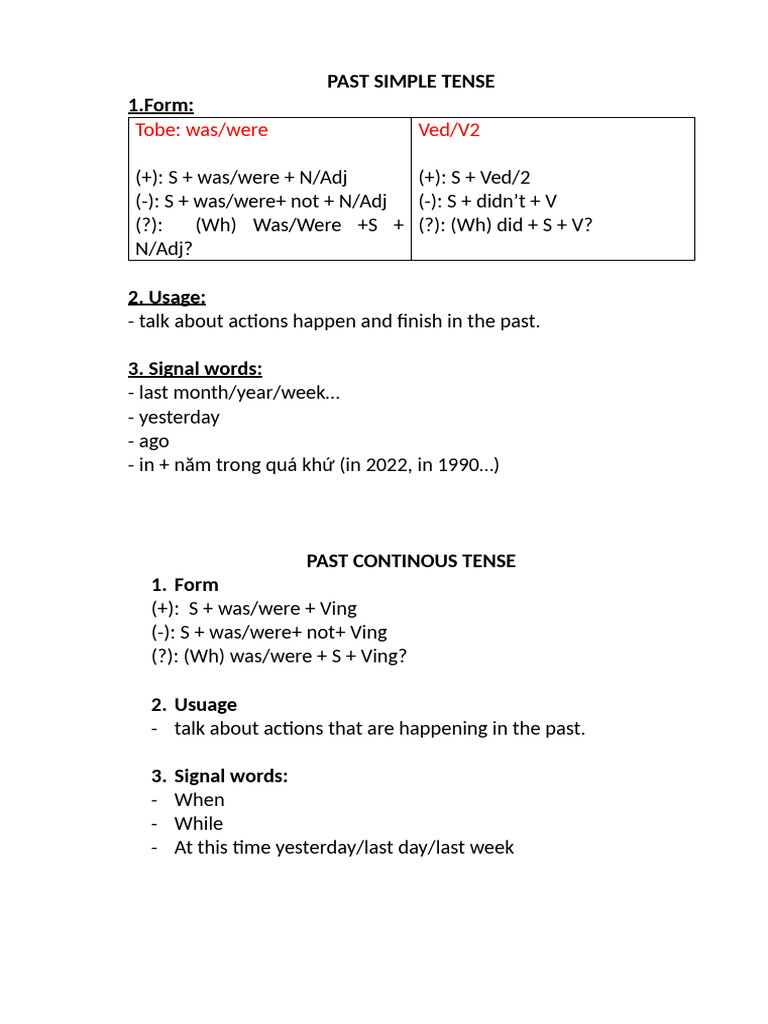 Past Simple Form | PDF