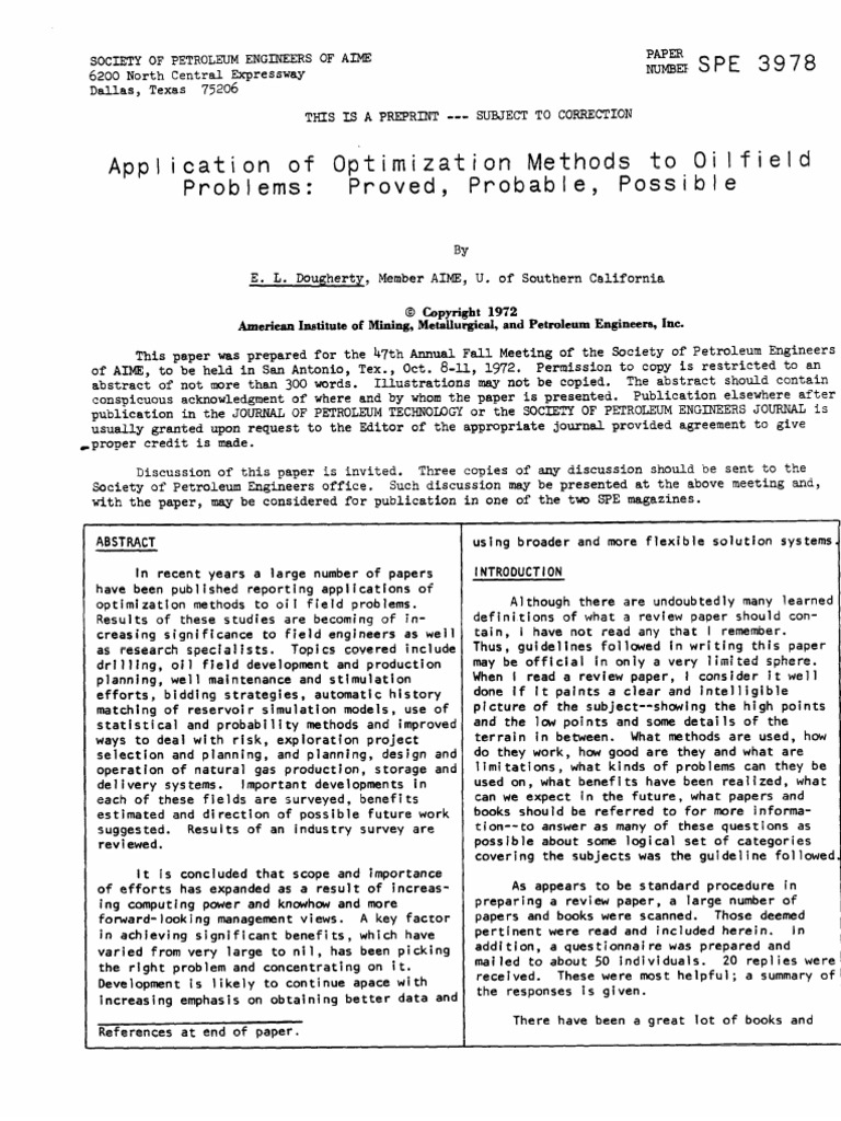 SPE-3978-MS | PDF | Mathematical Optimization | Variable (Mathematics)
