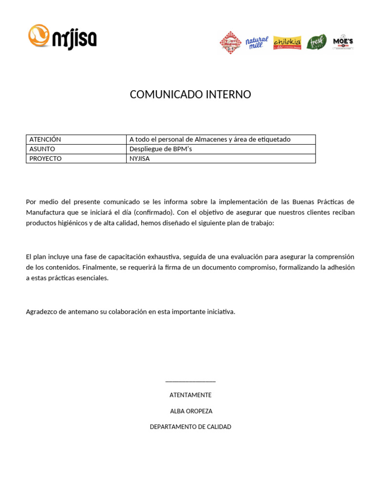 Comunicado Interno | PDF