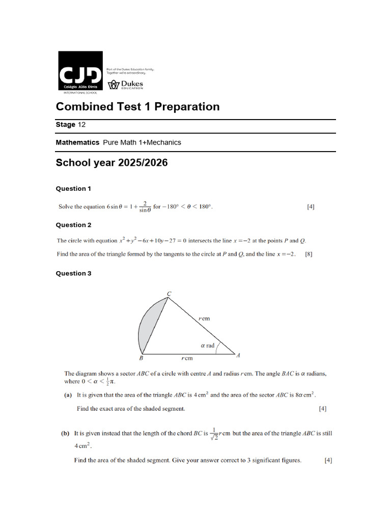 Combined Test 1 Preparation | PDF