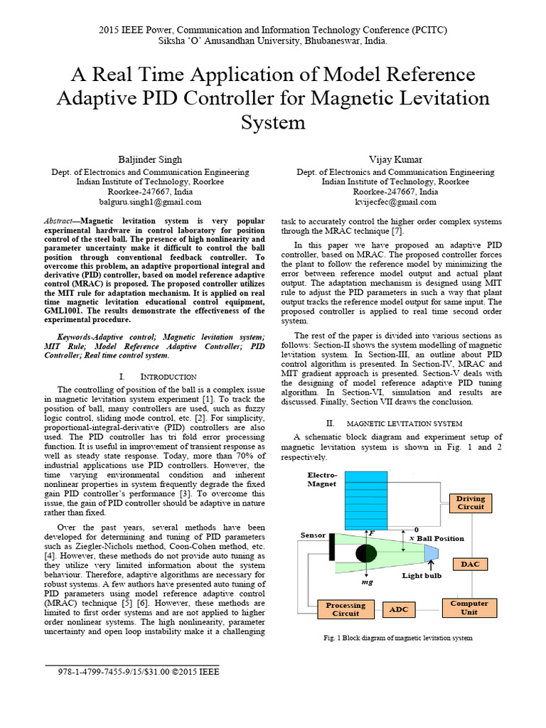 A Real Time Application of Model Reference Adaptive PID Controller For ...