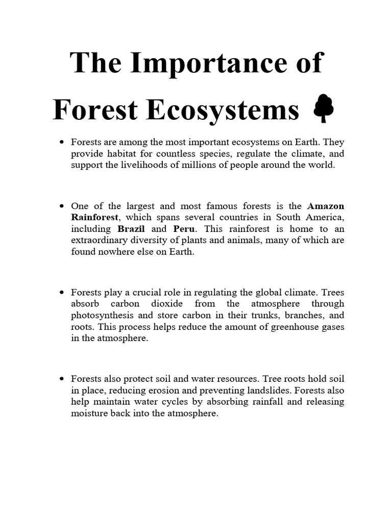 Importance of Forest Ecosystems | PDF