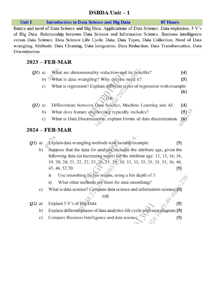 Dsbda Unit 1 | PDF