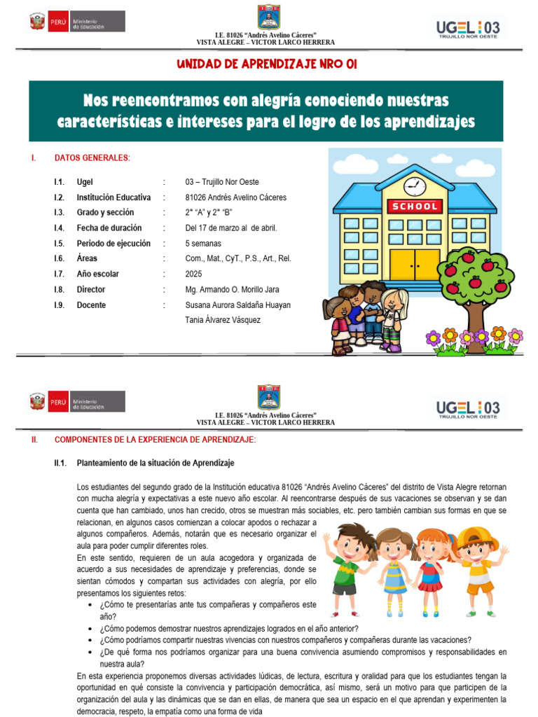 Unidad 01 - 2do Grado AAC | PDF | Longitud | Aprendizaje
