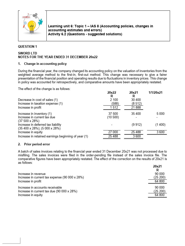 Suggested Solution - Self Assessment Activity 6.2 | PDF | Fair Value ...