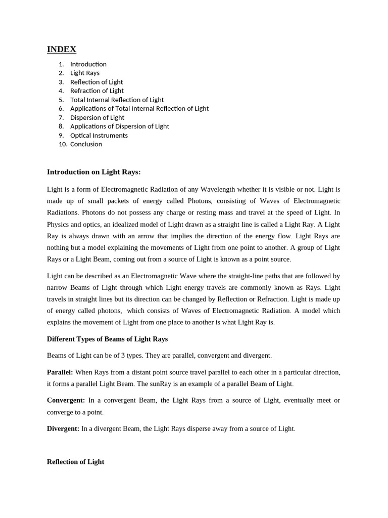 Light Rays (Physics) | PDF | Refraction | Optics