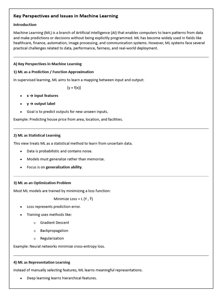 Key Perspectives and Issues in Machine Learning | PDF | Machine ...