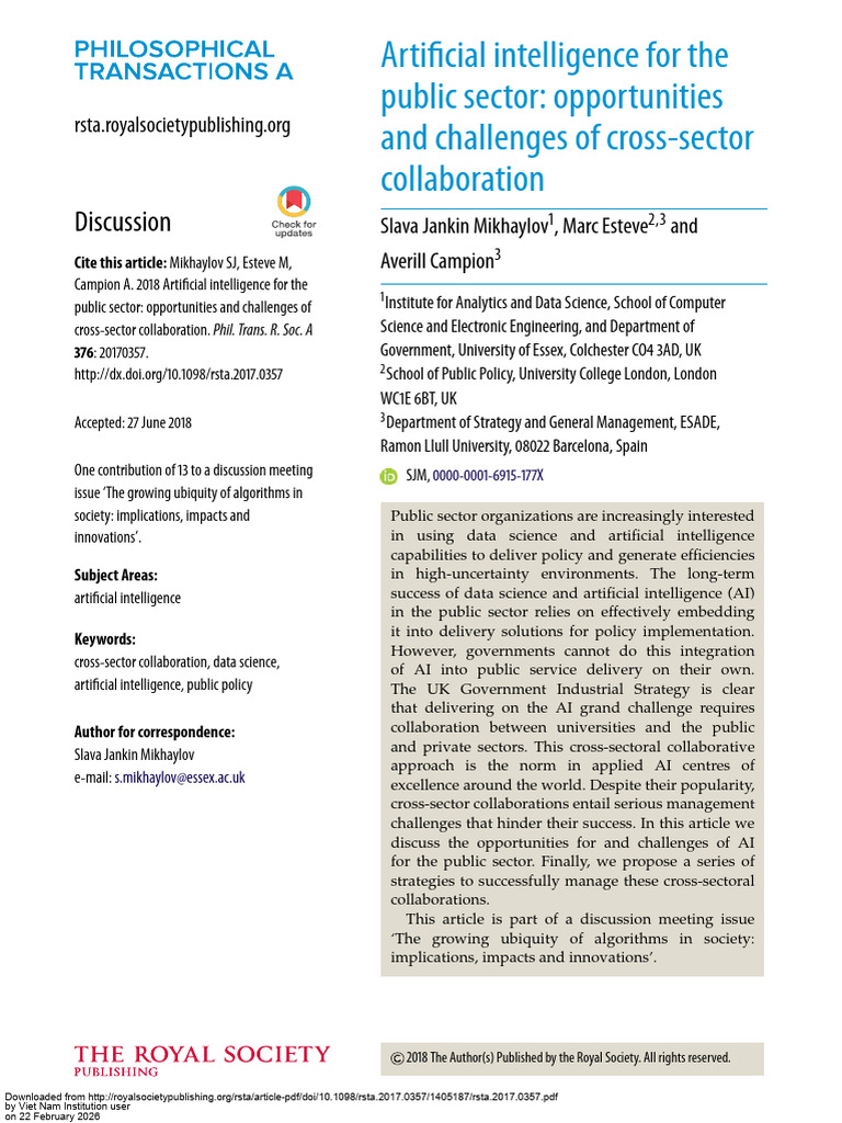 Artificial Intelligence For The Public Sector Opportunities and ...