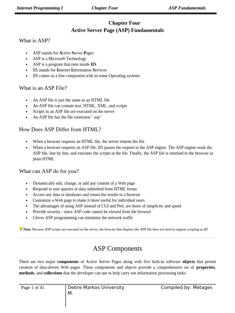 Chapter 4 | PDF | Internet Information Services | Active Server Pages
