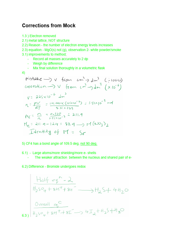 Corrections From Mock | PDF