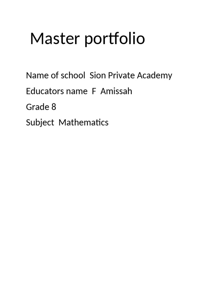 Master Portfolio (1) | PDF