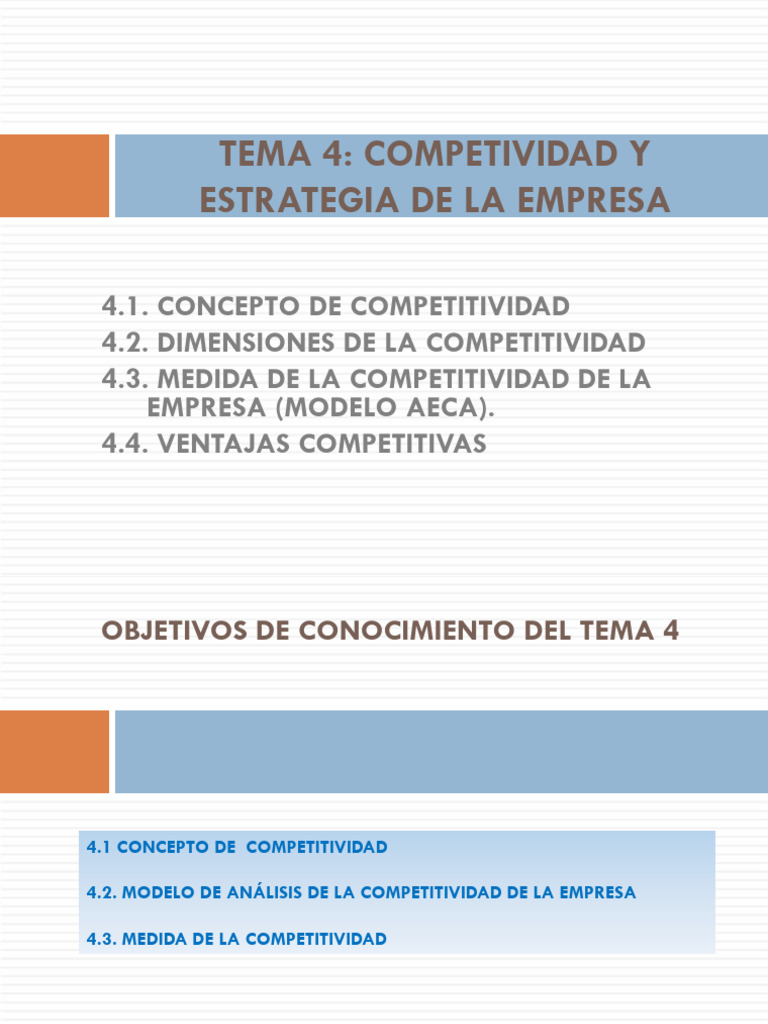 Tema 4 - Competitividad y Estrategia de La Empresa | PDF | Business ...