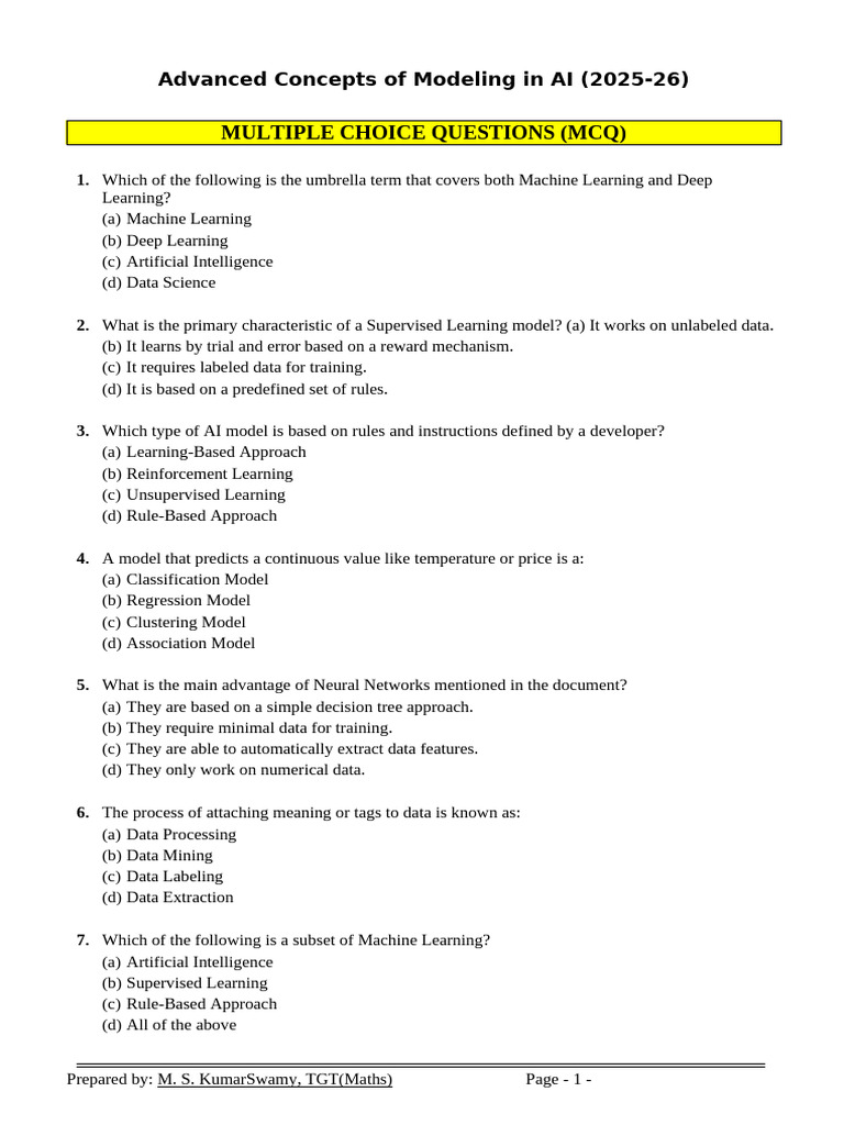 Ai 417 Unit 2 Advanced Concepts of Modeling in Ai Questions and Answers ...