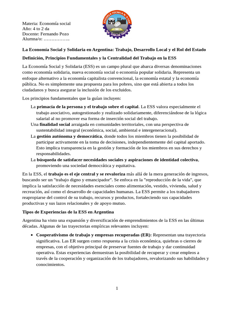 La Economia Social y Solidaria en Argentina 250825 155827 | PDF ...