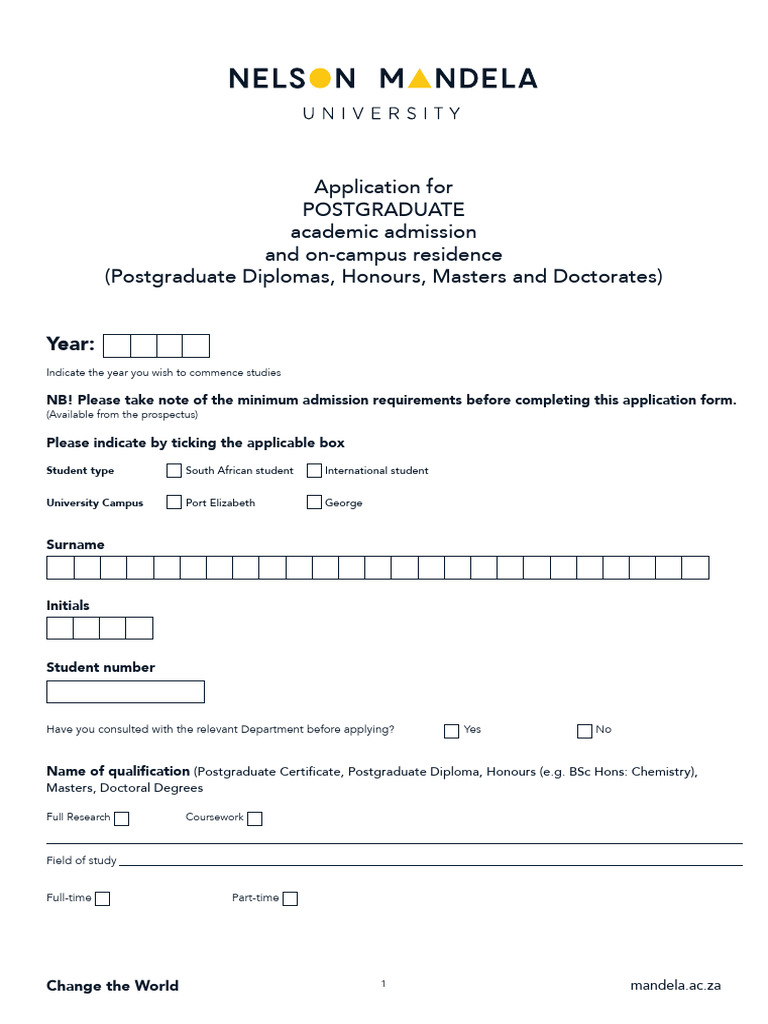 03 Manela Uni Postgrad Application Form 2018 (v1) | PDF | Postgraduate ...