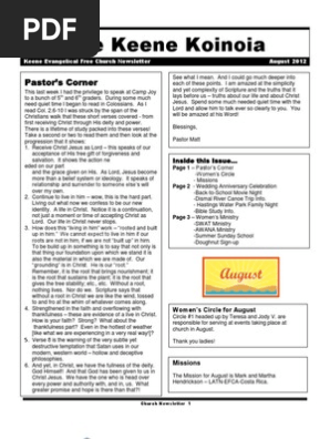 Church Newsletter- August 2012