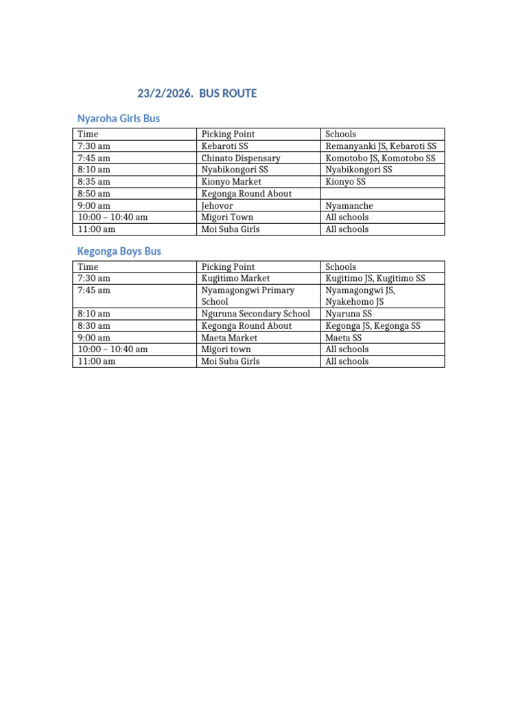 Bus Route | PDF