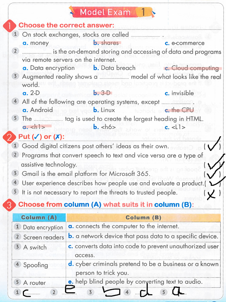 Model Exams With Model Answers1111 | PDF