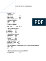 Survey Report On Fitness Club