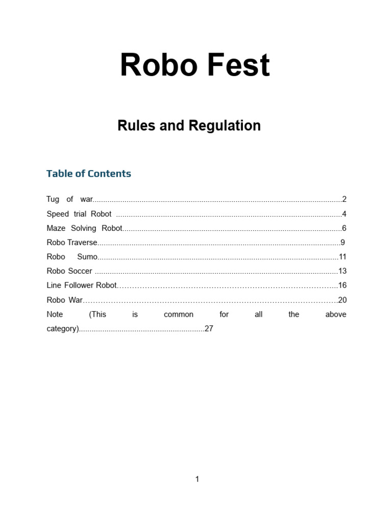 Robofest'26-Rule Book | PDF | Robot | Robotics