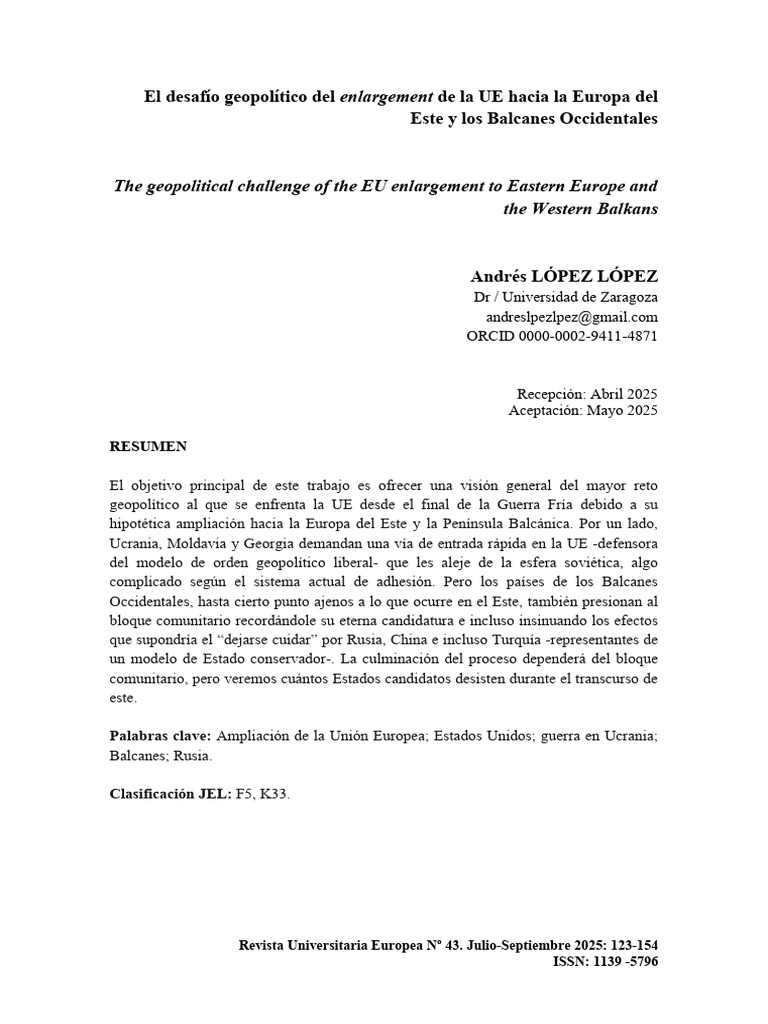 El Desafío Geopolítico Del de La UE Hacia La Europa Del Este y Los ...