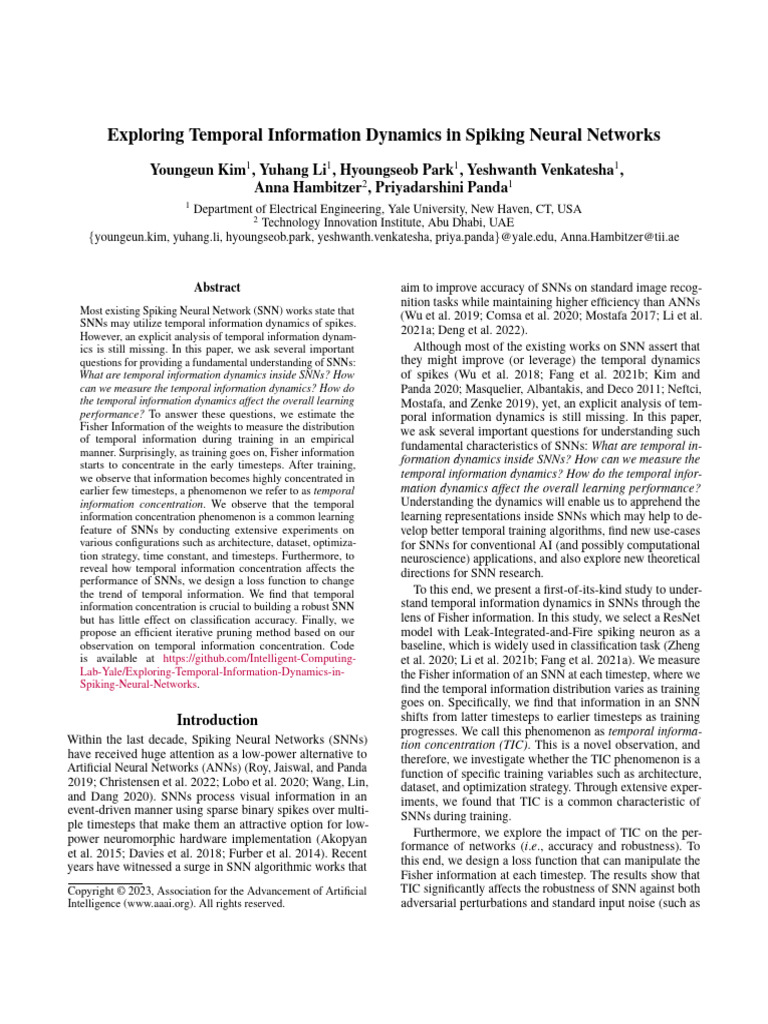 Exploring Temporal Information Dynamics in Spiking Neural Networks ...