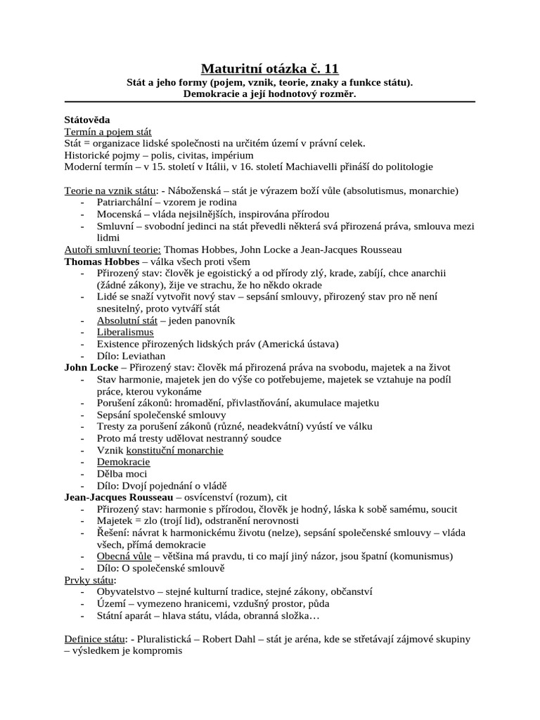 11 - Stat a Jeho Formy, Demokracie | PDF