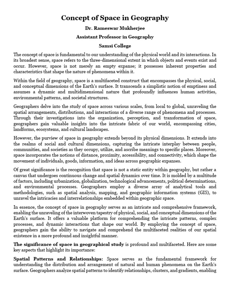 Concept-of-Space-in-Geography-DR.-RAMESWAR-MUKHERJEE_copy | PDF ...