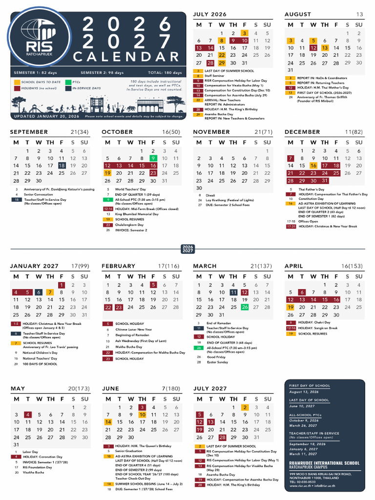RISR School Calendar 2026-2027 | PDF