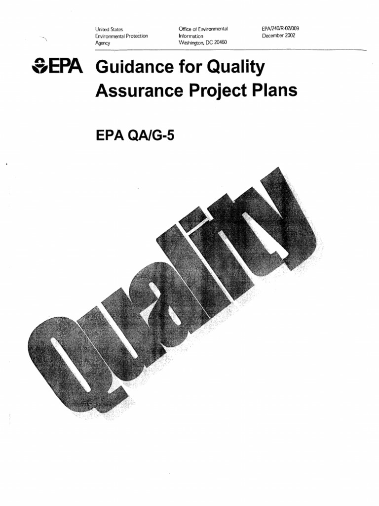 EPA Guidance for Quality Assurance Project Plans | PDF