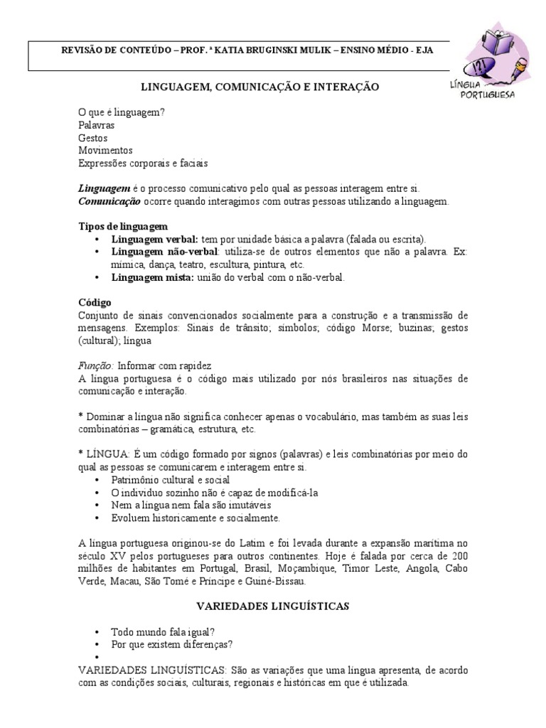 Exercicio de Portugues, PDF, Comunicação