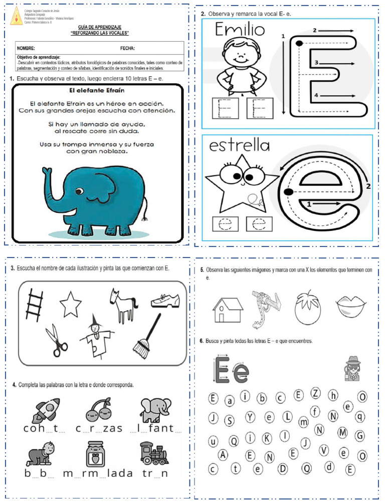 Guia Repaso Vocal E | PDF