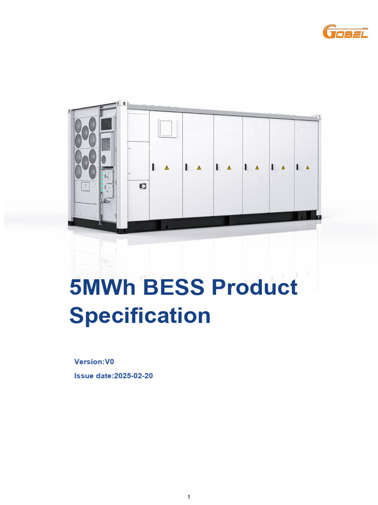 GP v5016 5mwh Bess Product Specification v0 | PDF | Electrical ...
