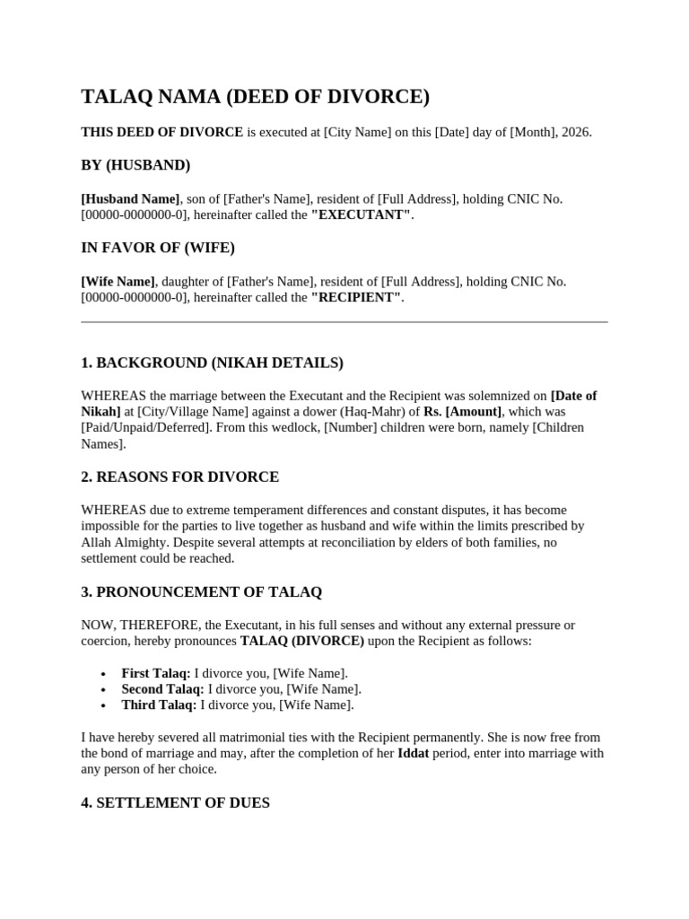 Deed of Divorce | PDF