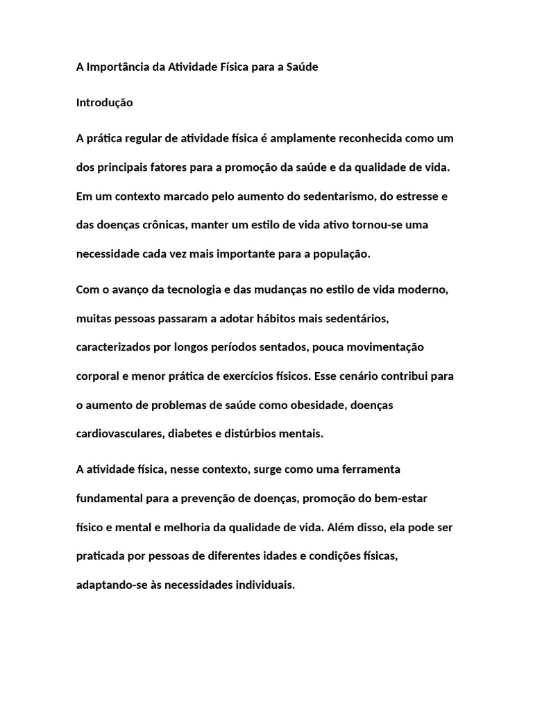 A Importância Da Atividade Física para A Saúde | PDF