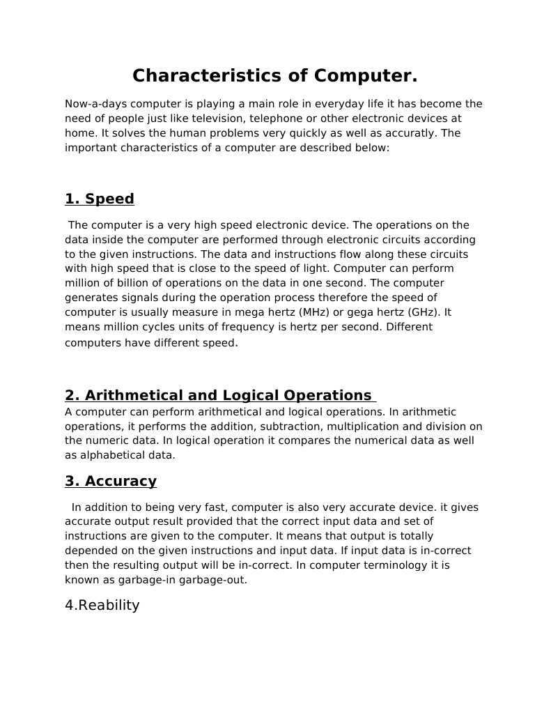 Characteristics of Computer (Word 2003) 1 | PDF | Computer Data Storage ...