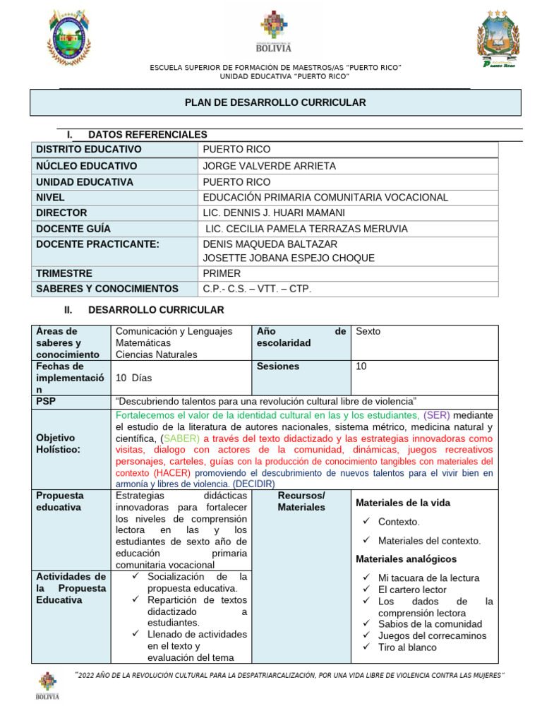 PDC 1 Original Restructurado | PDF | Comprensión lectora | Bolivia