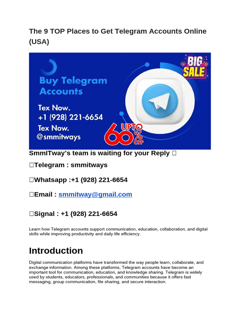 The 9 TOP Places To Get Telegram Accounts Online (USA) | PDF | Learning ...