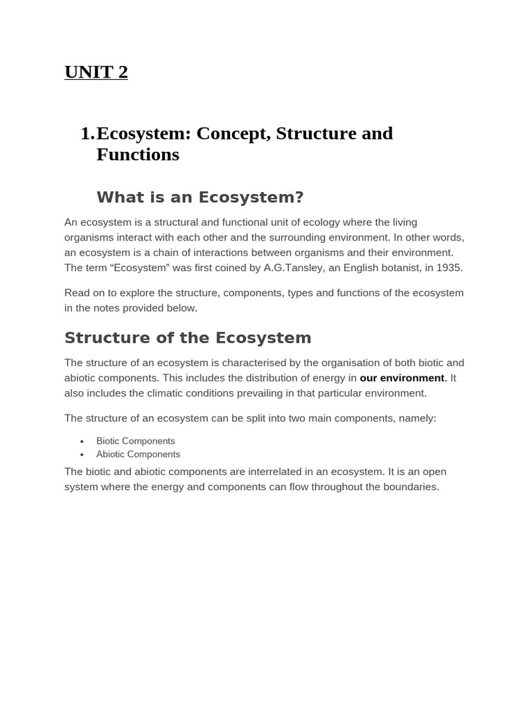 EVS UNIT 2 | PDF | Ecosystem | Biodiversity