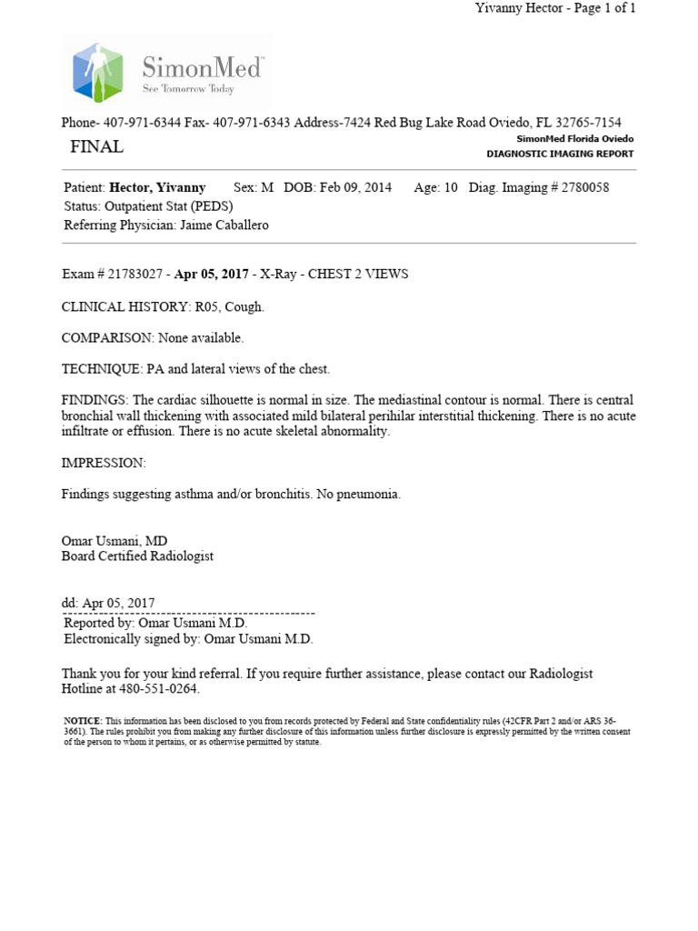 Hector, Yivanny. (Minor) - Clearpath - Simonmed Imaging Florida REPORT ...