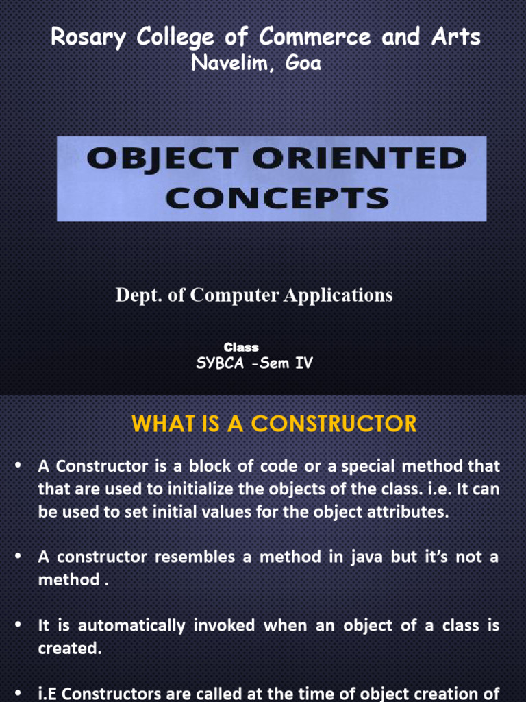 Unit2.1 OOC Construcors | PDF | Constructor (Object Oriented ...