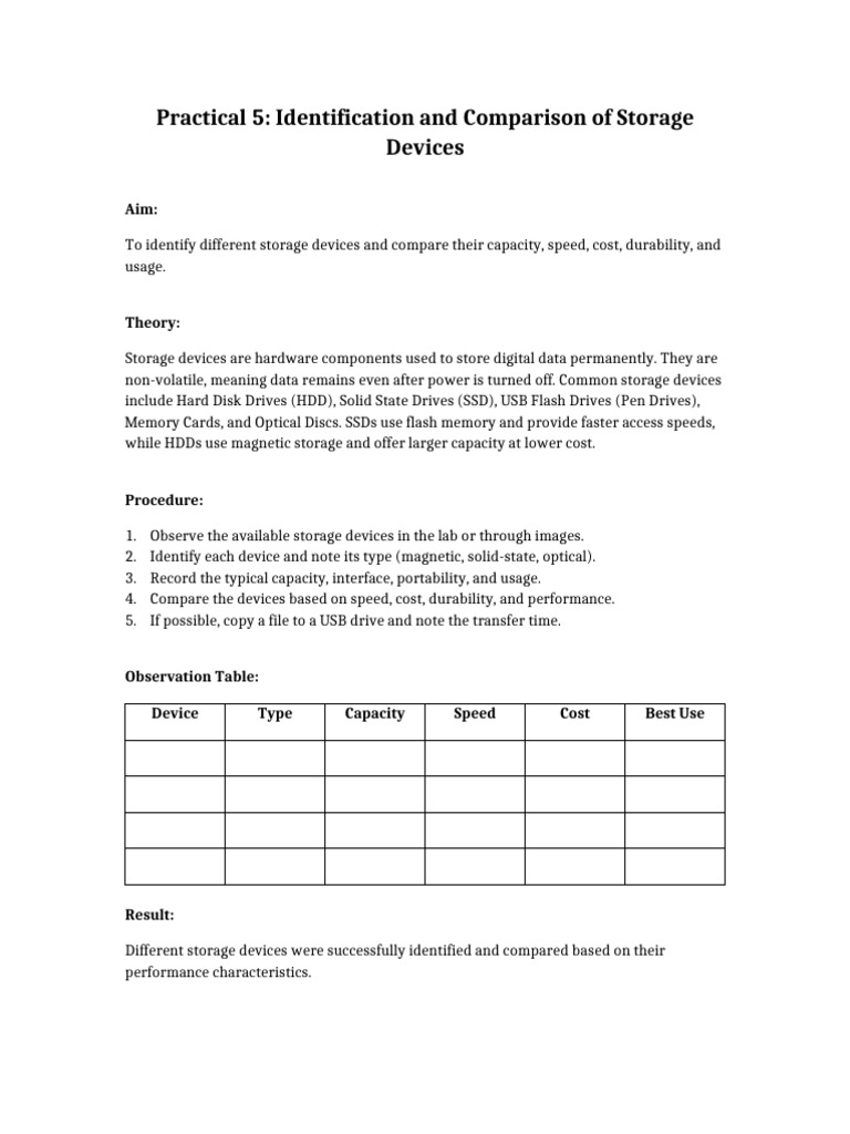 Practical 5 Storage Devices (1) | PDF