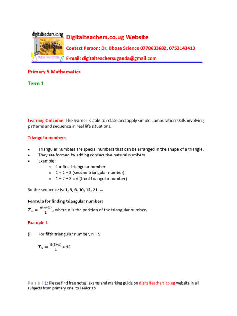 P5 Mathematics Topic 4 Patterns and Sequences | PDF | Prime Number ...