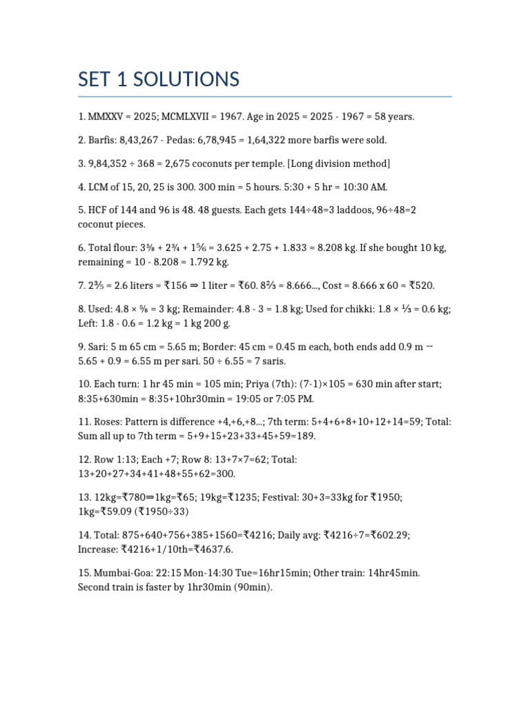 Class4 Math ProblemSets Solutions | PDF