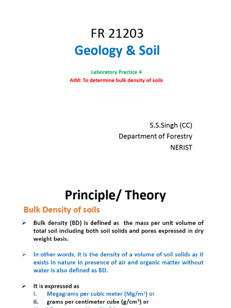 FR 21203 Expt 4 To Determine Bulk Density of Soils | PDF